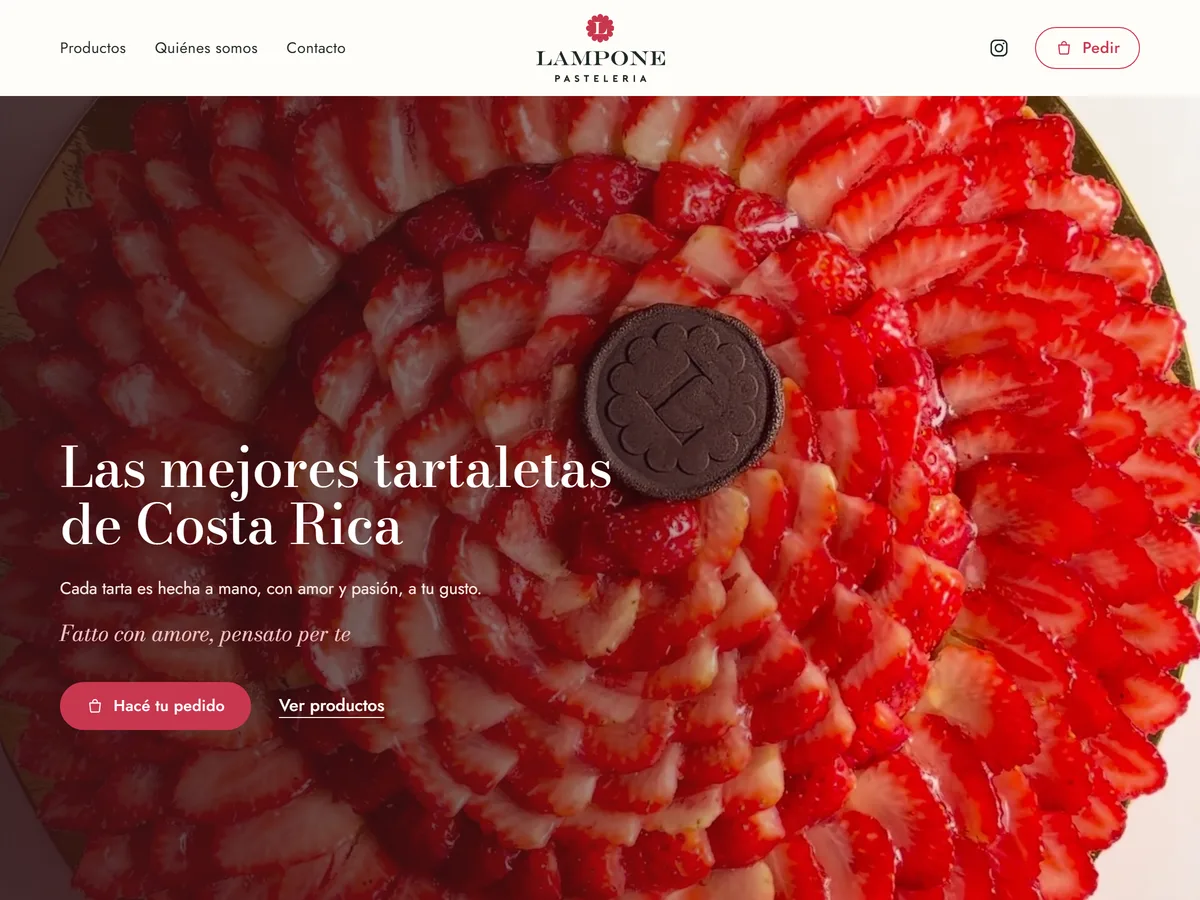 Captura del sitio de Lampone Pastelería